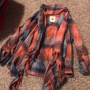 Girls Billabong flannel open front shirt